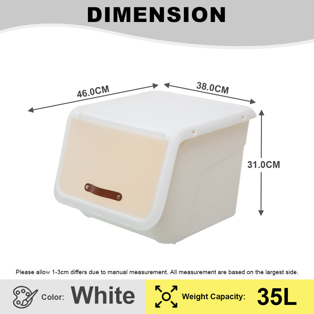 Citylife 35L Front Opening Container Box Stackable Storage Box With PU Leather Handle X-6322