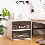 (Bundle of 2) Citylife 25L Stackable Storage Chest Drawers box Home Organizer Drawer Plastic Cabinet G-5203