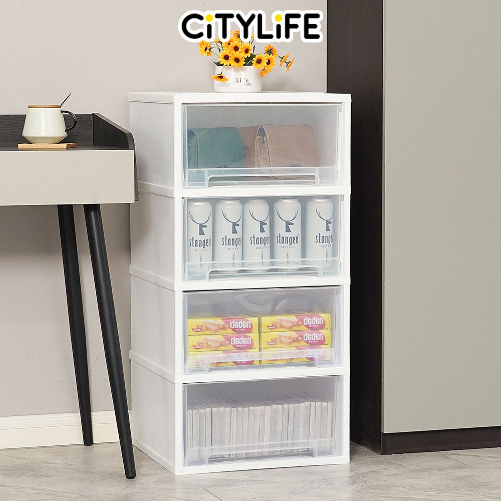 Citylife 108L 4 Tier Storage Cabinet Space Saving Drawer Knock Down Cabinet Cabinet Organizer G-5090