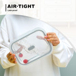 (Gift Pack Bundle) Citylife Air-tight Glass Lunch Box Oven Microwave Glass Food Container Bento Box W Divider H-849091