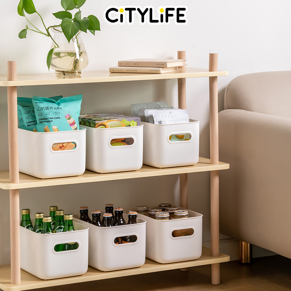 (Bundle of 2) Citylife 6.5L Organisers Storage Boxes Kitchen Containers Wardrobe Shelf Desk Home With Closure Lid - S H-7702