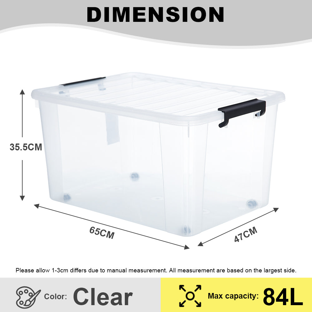 Citylife 84L Widea Transparent Storage Box Stackable Storage Large Container Box With Wheels X-6324