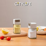 Citylife 100ml Press-Type Quantitative Salt Shaker Each Press 0.5g Seasoning Container Glass Household Quantitative Salt Bottle H-9459