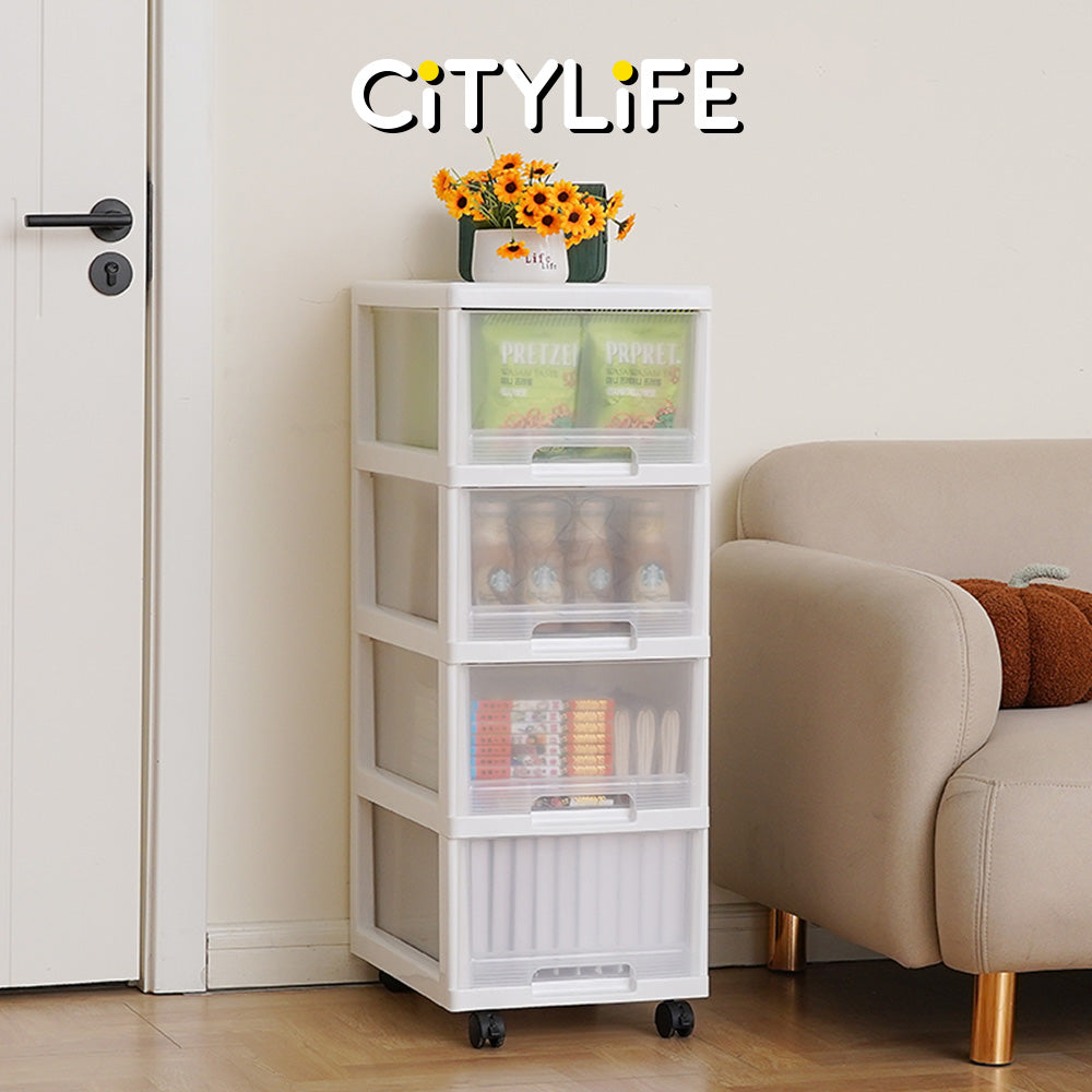 Citylife 72L 4 Tier Storage Cabinet Space Saving Drawer Cabinet Organizer With Wheels G-5021