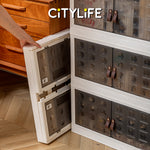 Citylife 73L-125L Folding Storage Cabinet Wardrobe Organizer Stackable Double Door Foldable Home Clothes Snacks Storage Cabinet G-51444546