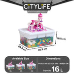 Citylife 16L Transparent Organizer Stackable Storage Container Box With Extra Compartment Tray X-6015