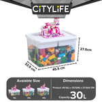 Citylife 30L Transparent Organizer Stackable Storage Container Box With Extra Compartment Tray X-6016