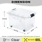 (BUNDLE OF 2) Citylife 60L Large Capacity Stackable Box Storage Container Box With Wheels - L X-6137