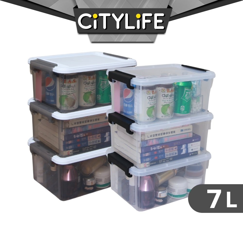 (BUNDLE OF 2) Citylife 7L Widea Transparent Storage Box Stackable Storage Mini Container Box - M X-6318