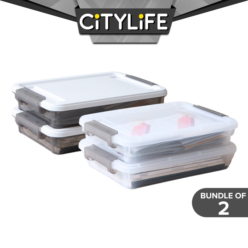 (BUNDLE OF 2) Citylife 3.2L Widea Stackable A4 Organizing Box File Storage Container Box X-6313