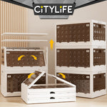 (BUNDLE OF 2) Citylife 30L-125L Folding Storage Box Cabinet Wardrobe Transparent Foldable Home Clothes Snacks Storage Cabinet X-6100-04