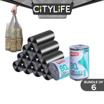 (BUNDLE OF 6) Citylife Vest/Drawstring Garbage bag Large Trash Bag Rubbish Bag W-9420