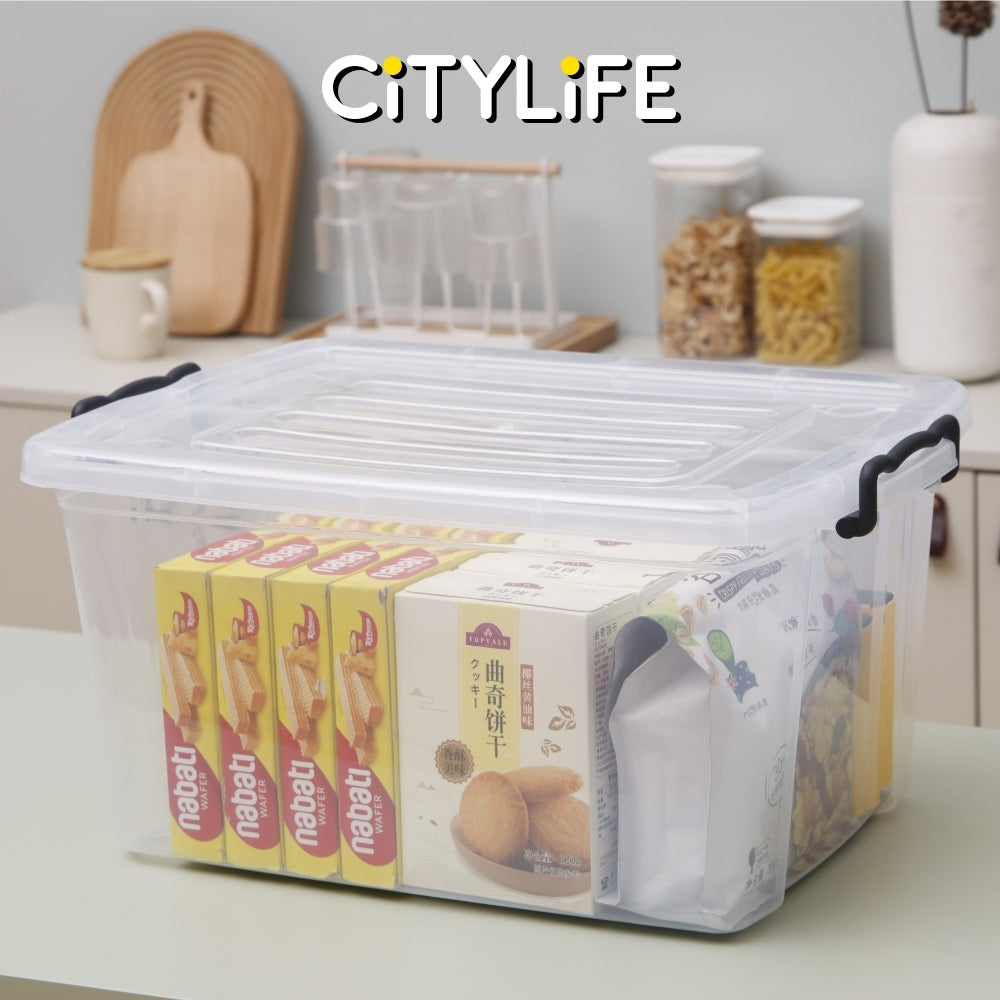 (BUNDLE OF 2) Citylife 33L Transparent Storage Box Stackable Storage Container Box X-6044