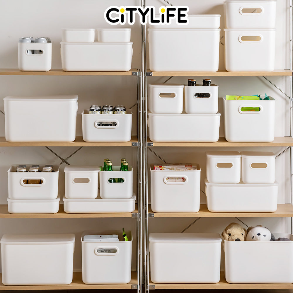 (Bundle of 2) Citylife 6.5L Organisers Storage Boxes Kitchen Containers Wardrobe Shelf Desk Home With Closure Lid - S H-7702