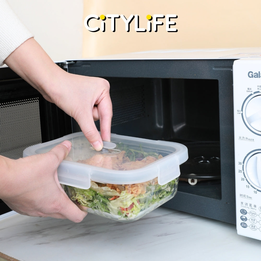 (Gift Pack Bundle) Citylife Air-tight Glass Lunch Box Oven Microwave Glass Food Container Bento Box H-84848586