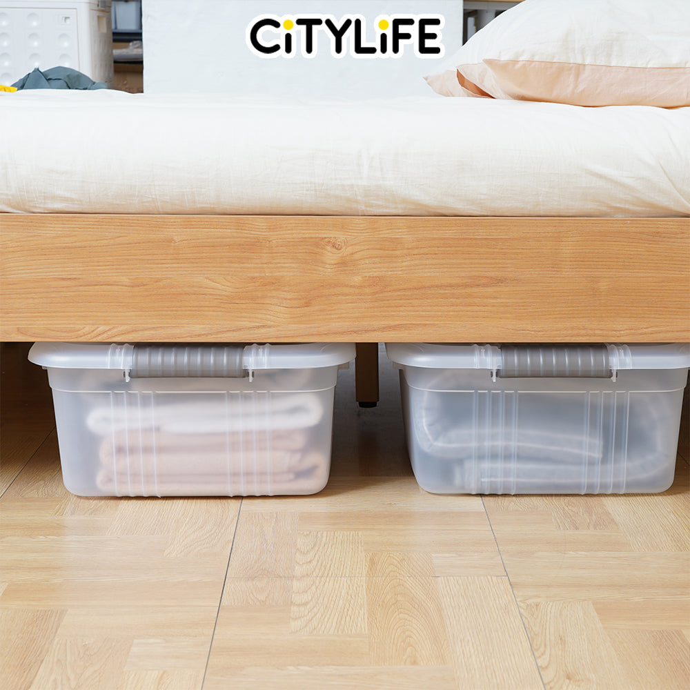 (Bundle of 2) Citylife 29L Transparent Container Box Underbed Stackable Storage X-6342