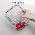 (Gift Pack Bundle) Citylife Air-tight Glass Lunch Box Oven Microwave Glass Food Container Bento Box H-84818283