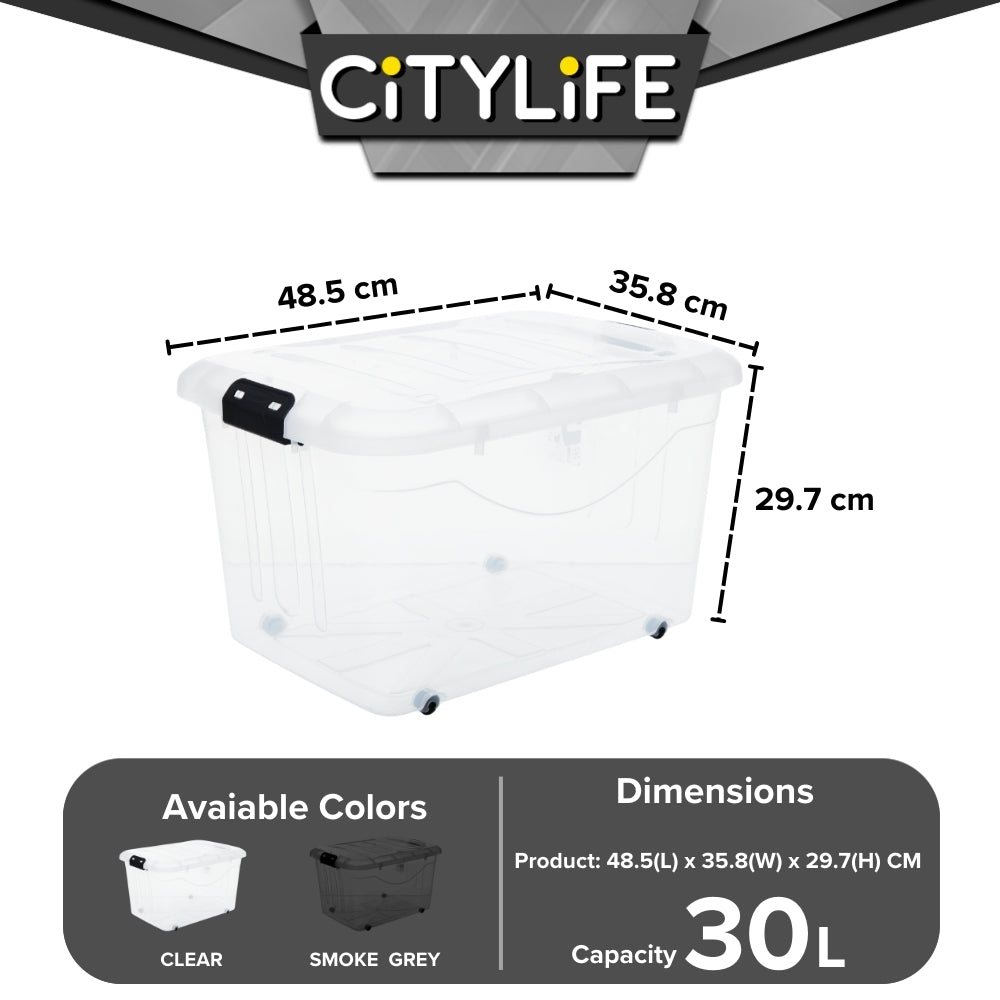 (BUNDLE OF 2) Citylife 60L Large Capacity Stackable Box Storage Container Box With Wheels - M X-6138