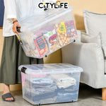 (BUNDLE OF 2) Citylife 60L Large Capacity Stackable Box Storage Container Box With Wheels - L X-6137