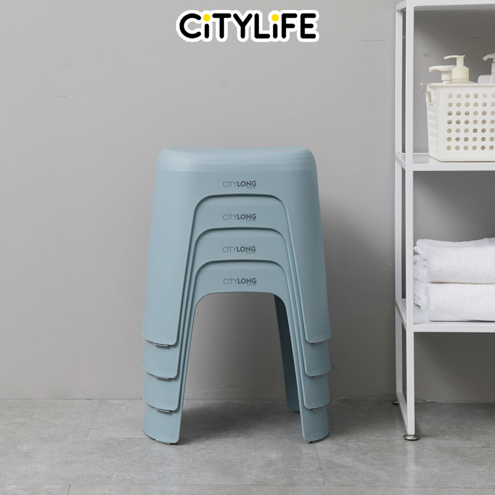 (Bundle of 2) Citylife Foot Stool Sturdy Stackable Bathroom Kitchen Sitting Foot Stool - (Hold Up To 120kg) D-2126