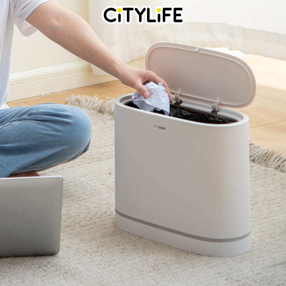 Citylife 11.5L Bathroom Dustbin Kitchen Hand Press Trash Bin Garbage Bin Rubbish Bin T-30282931