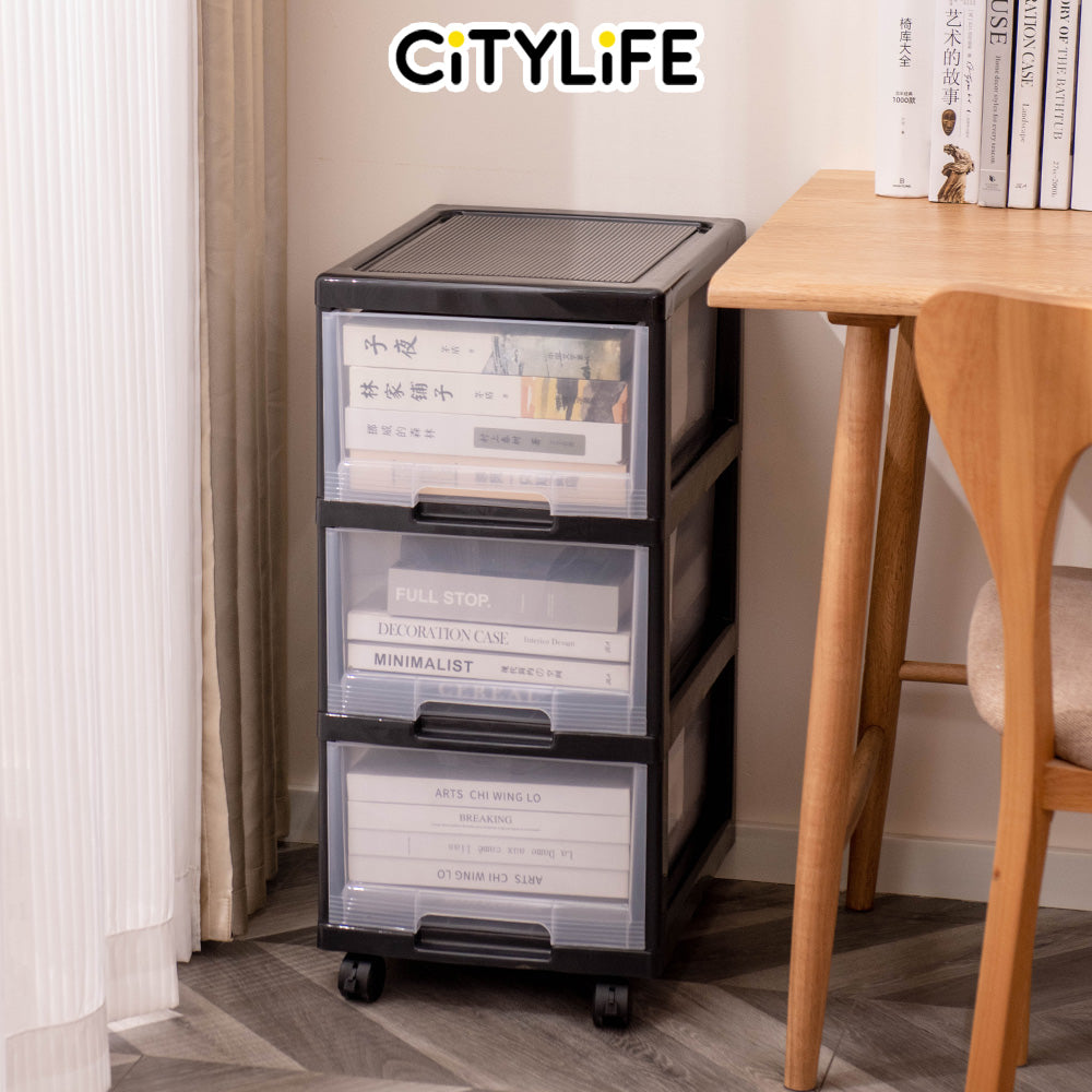 Citylife 54L 3 Tier Storage Cabinet Space Saving Drawer Cabinet Organizer With Wheels G-5020