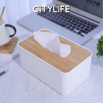 (Bundle of 2) Citylife Bamboo Wood Easy Refill Tissue Box H-8886