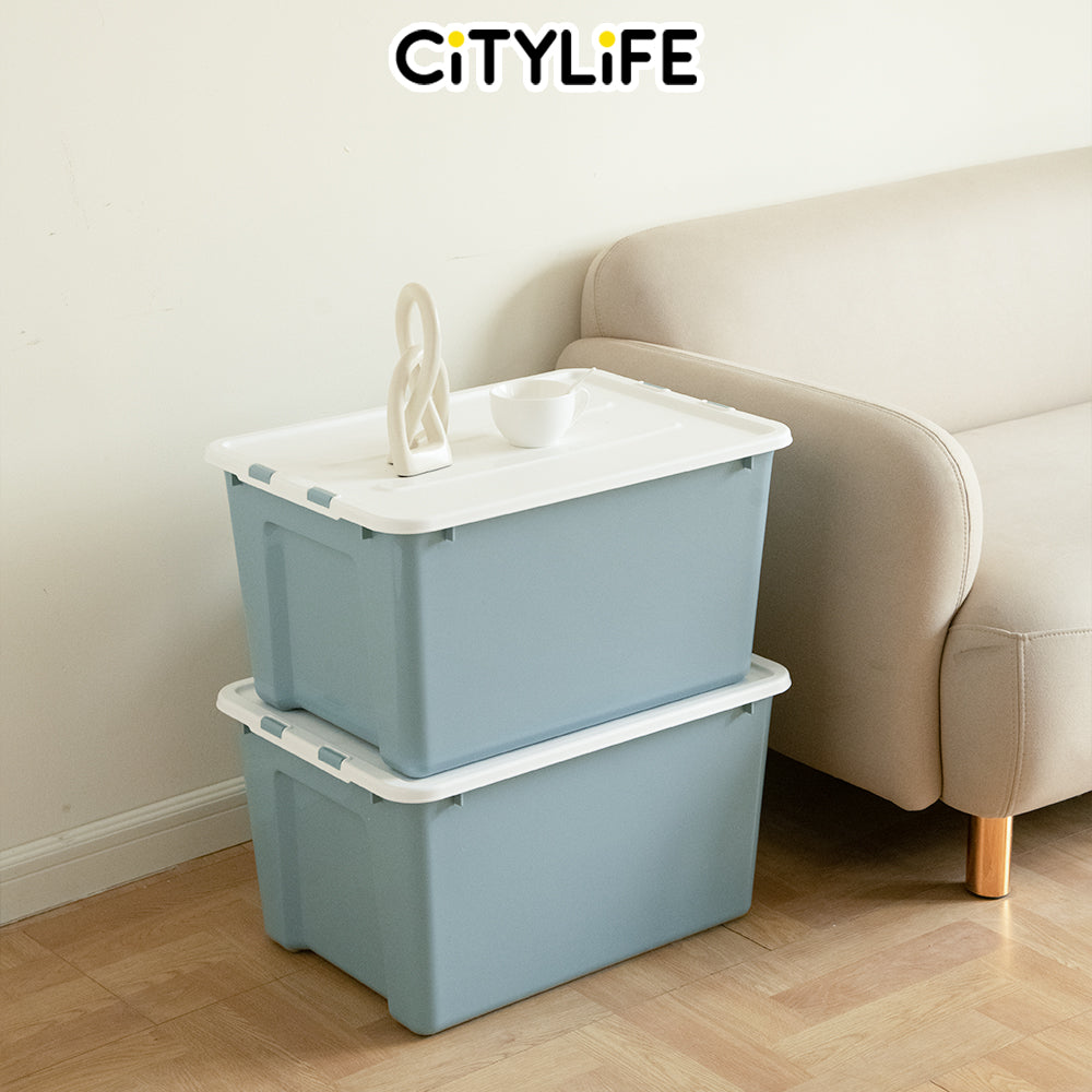 Citylife 47L Transparent Storage Box Stackable Storage Large Container Box With Wheels X-6333