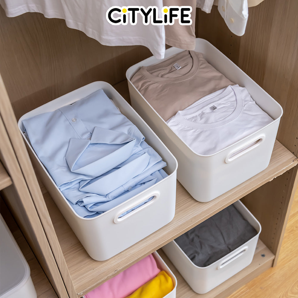 (Bundle of 2) Citylife 6.5L Organisers Storage Boxes Kitchen Containers Wardrobe Shelf Desk Home With Closure Lid - S H-7702