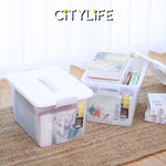 (BUNDLE OF 2) Citylife 14L Stackable Storage Container Box With Retractable Handle Plastic Container X-6262