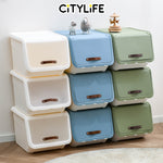 Citylife 35L Front Opening Container Box Stackable Storage Box With PU Leather Handle X-6322