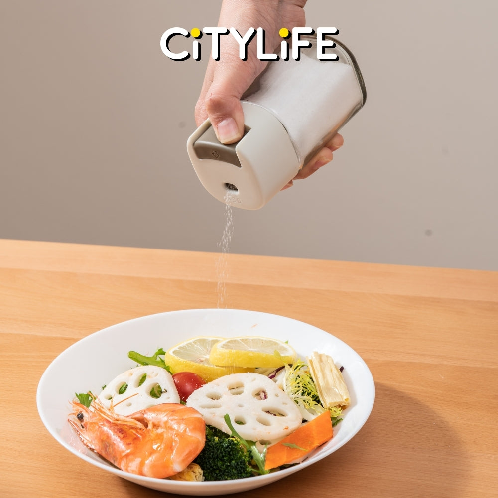 Citylife 100ml Press-Type Quantitative Salt Shaker Each Press 0.5g Seasoning Container Glass Household Quantitative Salt Bottle H-9459