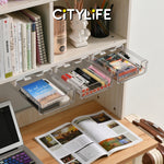 (Bundle of 2) Citylife 2 Packs Self-Adhesive Under Desk Drawer Slide Out Desk Organizers and Accessories H-8097