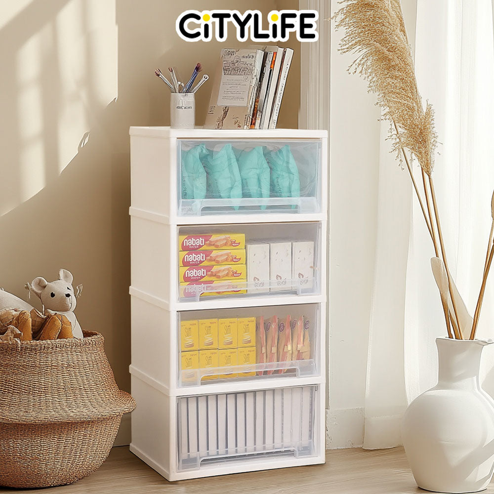 Citylife 108L 4 Tier Storage Cabinet Space Saving Drawer Knock Down Cabinet Cabinet Organizer G-5090