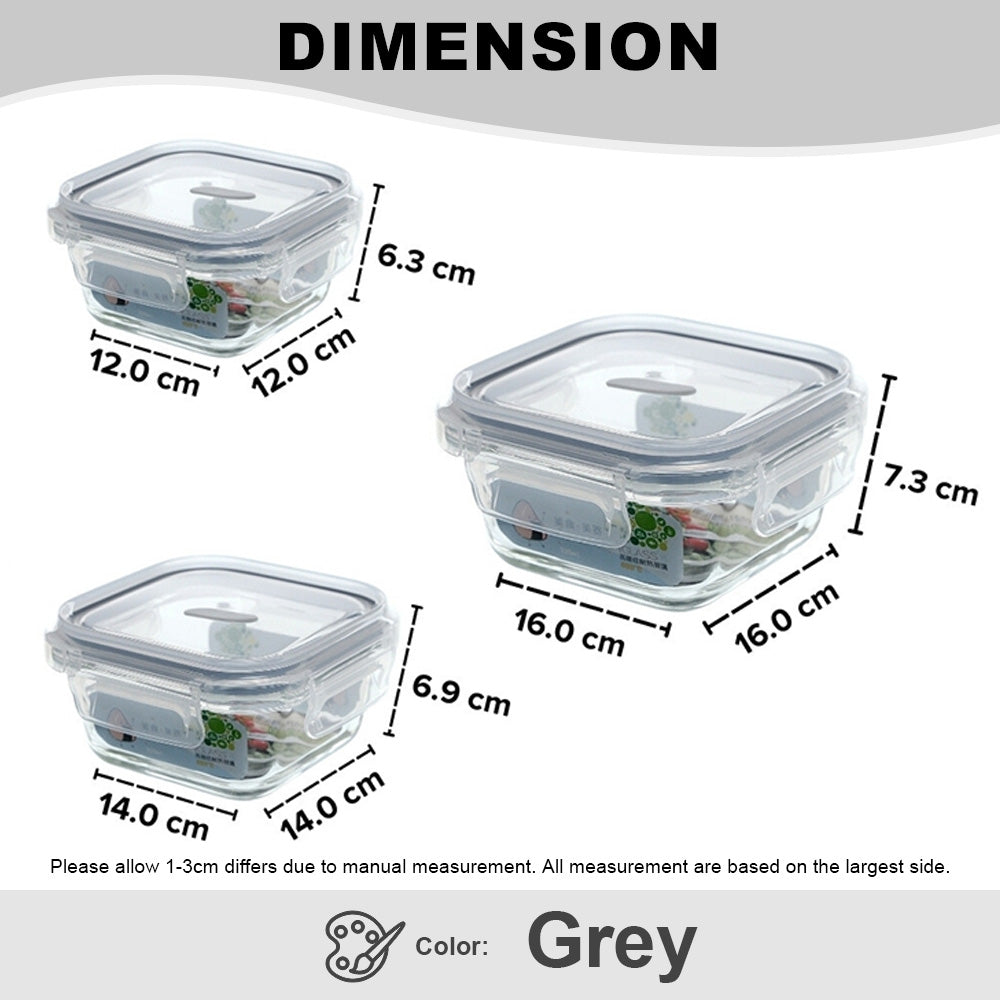 (Bundle of 2) Citylife Air-tight Glass Lunch Box Oven Microwave Glass Food Container Bento Box H-84818283