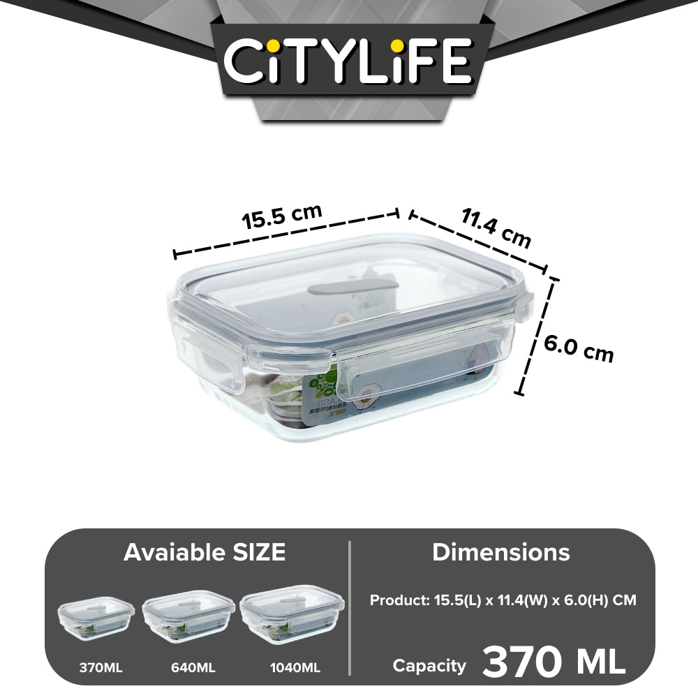 (Bundle of 2) Citylife Air-tight Glass Lunch Box Oven Microwave Glass Food Container Bento Box H-84848586