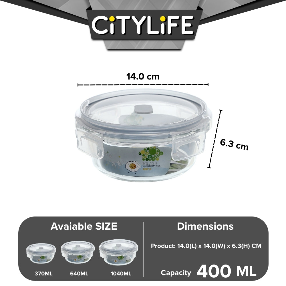 (Bundle of 2) Citylife Air-tight Glass Lunch Box Oven Microwave Glass Food Container Bento Box H-84878889