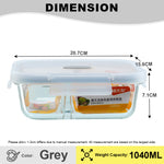 (Bundle of 2) Citylife Air-tight Glass Lunch Box Oven Microwave Glass Food Container Bento Box With Divider H-849091