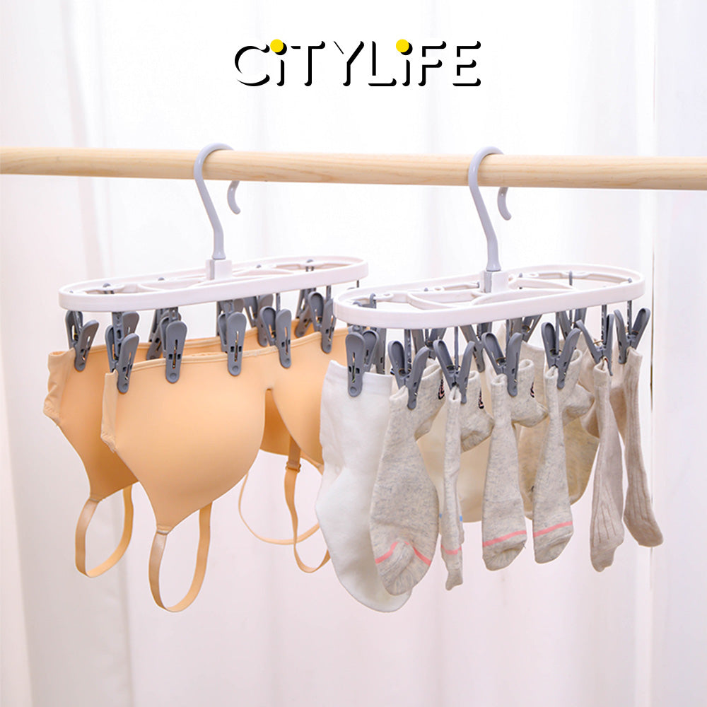 Citylife 12 / 24 Clothes Peg Hanger Foldable Laundry Hanging Clips Multi Pegs Rack J-870607