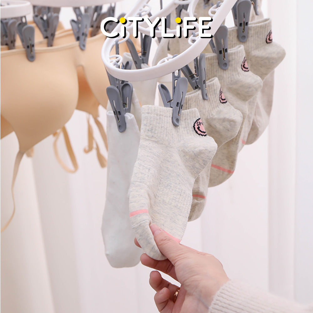 Citylife 12 / 24 Clothes Peg Hanger Foldable Laundry Hanging Clips Multi Pegs Rack J-870607