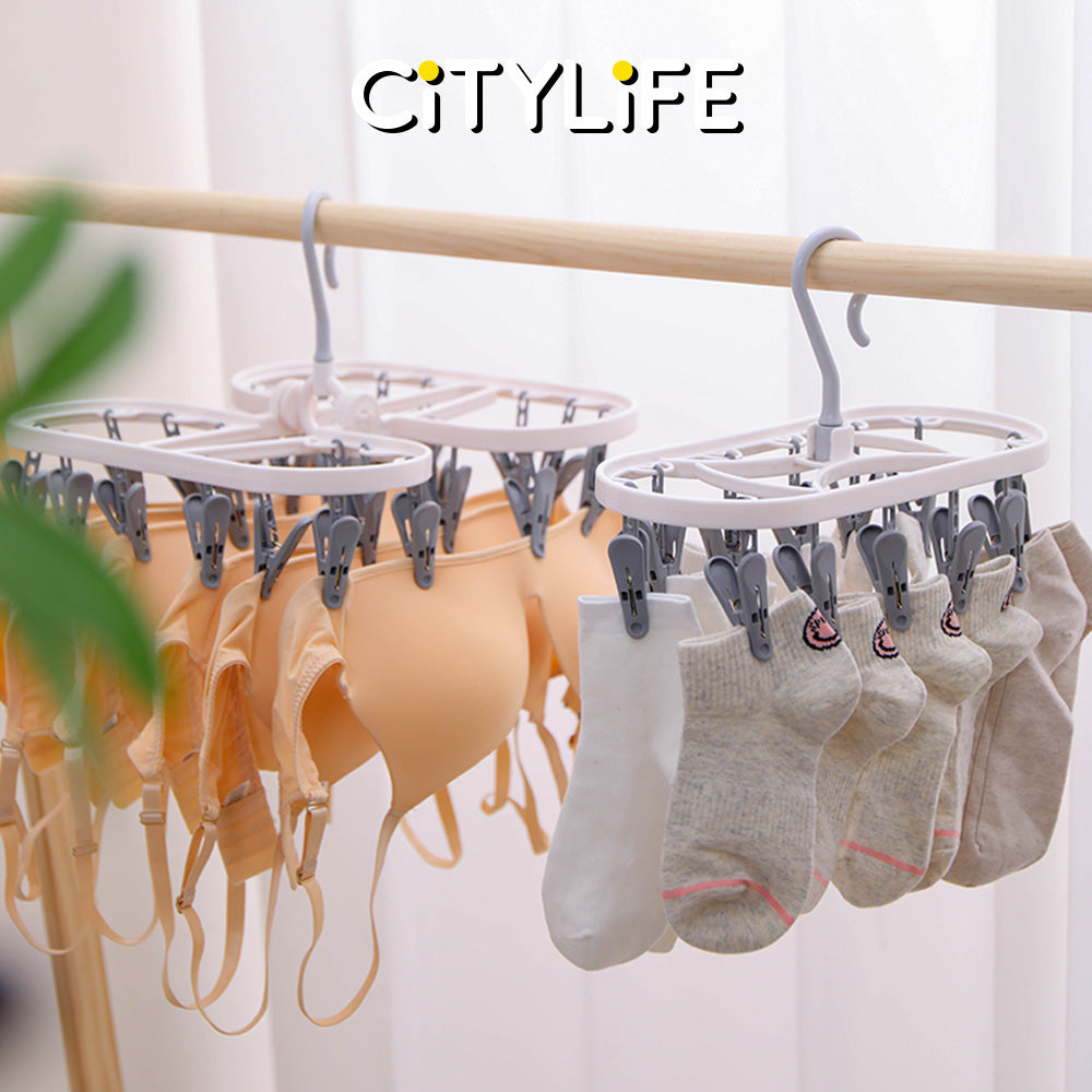 Citylife 12 / 24 Clothes Peg Hanger Foldable Laundry Hanging Clips Multi Pegs Rack J-870607