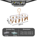 Citylife 12 / 24 Clothes Peg Hanger Foldable Laundry Hanging Clips Multi Pegs Rack J-870607