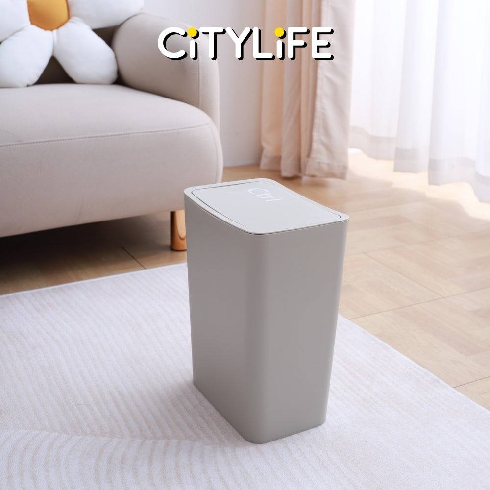 Citylife 8L Bathroom Dustbin Kitchen Hand Press Trash Bin Garbage Bin Rubbish Bin T-3074