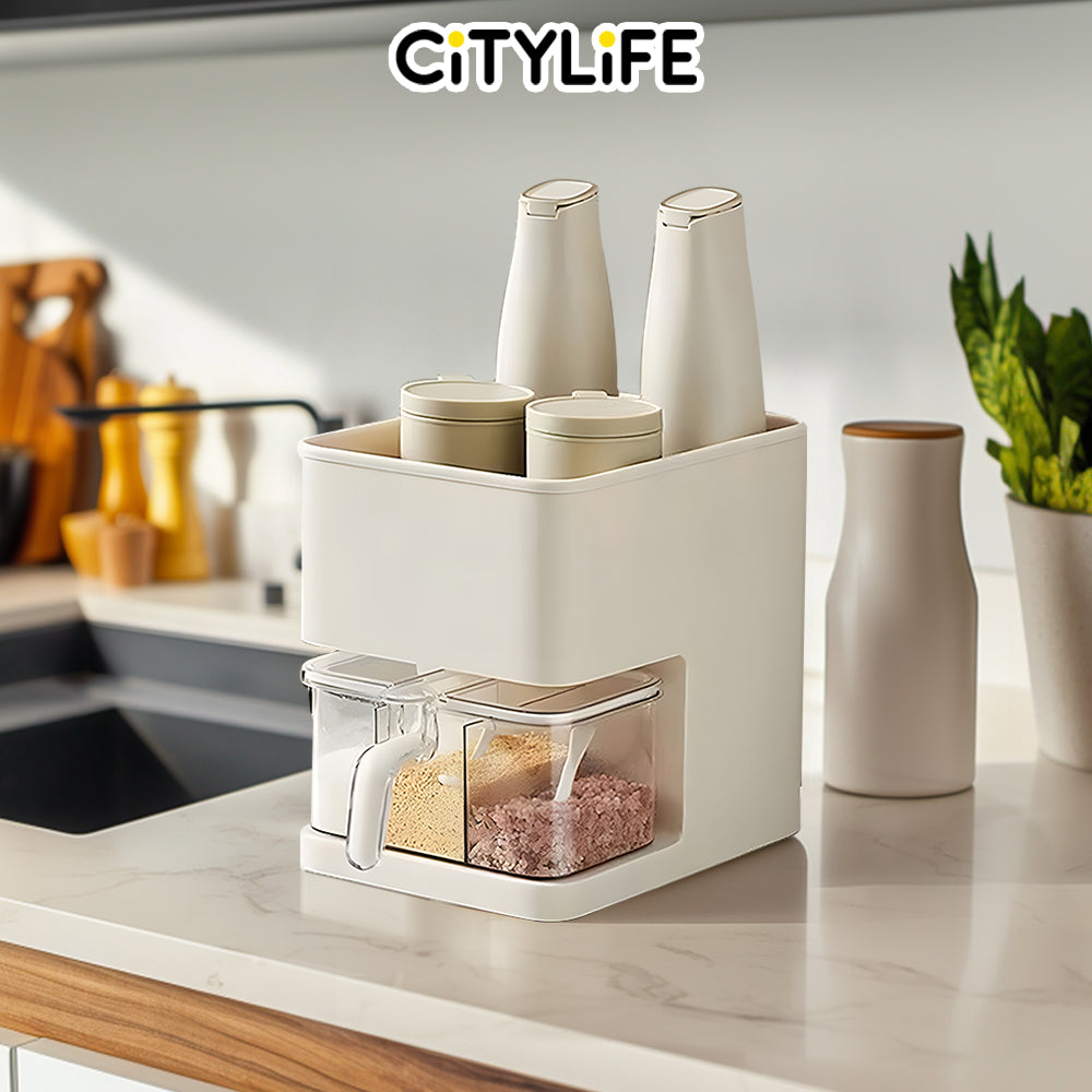 Citylife Kitchen Double-Layer Racks Seasoning Supplies Storage Racks Spice Jar Plastic Finishing Storage H-9490