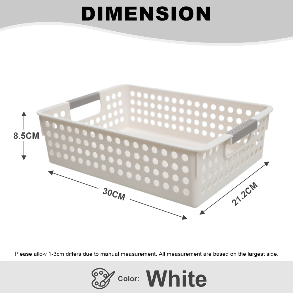 (BUNDLE OF 2) - Citylife Plastic Storage Basket Organizer Toy Storage Kitchen Organizer with handle Basket with holes L-7101020304