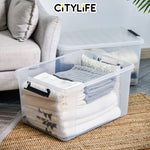 Citylife 84L Widea Transparent Storage Box Stackable Storage Large Container Box With Wheels X-6324