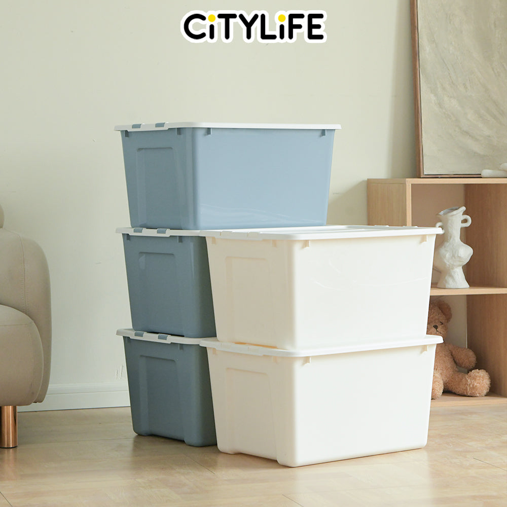 Citylife 47L Transparent Storage Box Stackable Storage Large Container Box With Wheels X-6333