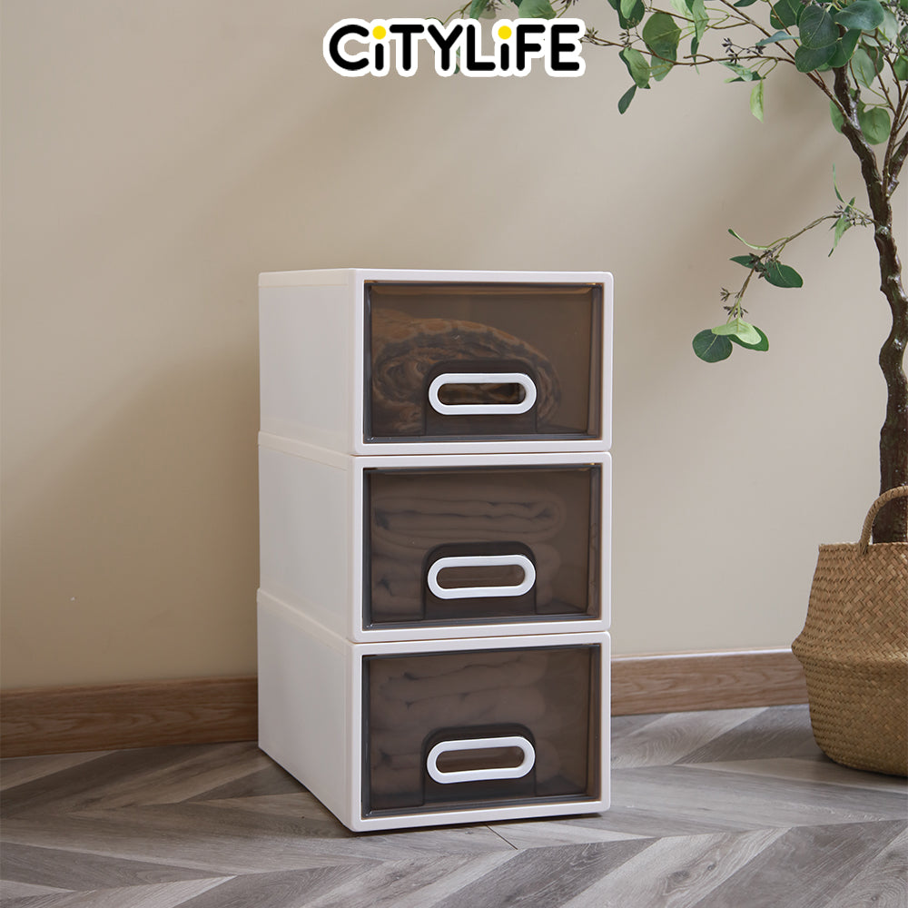 (Bundle of 2) Citylife 15L Stackable Storage Chest Drawers box Home Organizer Drawer Plastic Cabinet G-5201