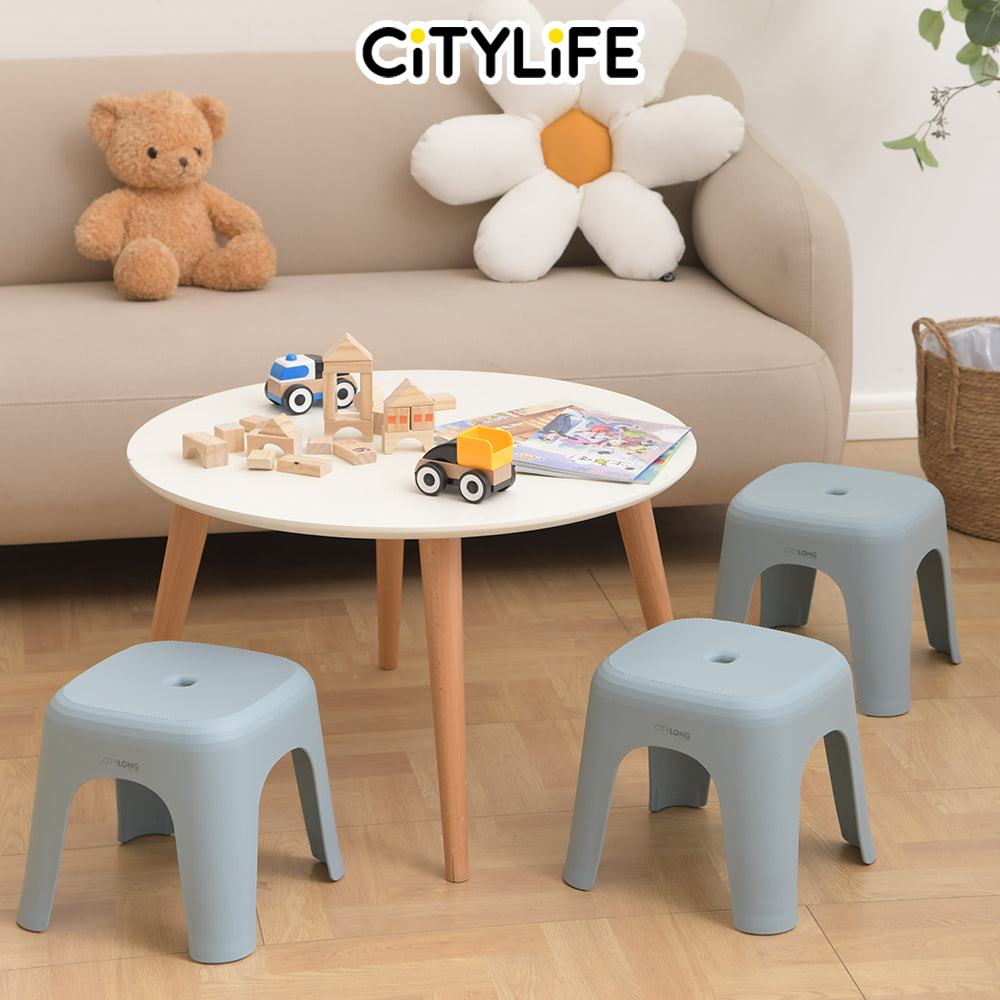 (Bundle of 2) Citylife Foot Stool Sturdy Stackable Bathroom Kitchen Sitting Foot Stool - (Hold Up To 100kg) D-2127