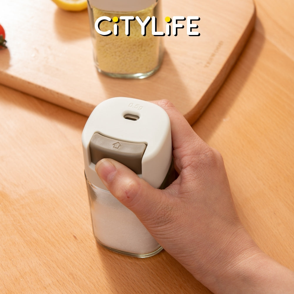 Citylife 100ml Press-Type Quantitative Salt Shaker Each Press 0.5g Seasoning Container Glass Household Quantitative Salt Bottle H-9459